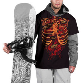 Накидка на куртку 3D с принтом Человеческий скелет в Петрозаводске, 100% полиэстер |  | Тематика изображения на принте: 3d скелет | кости | легкие | органы | ребра | сердце | скелет | человек