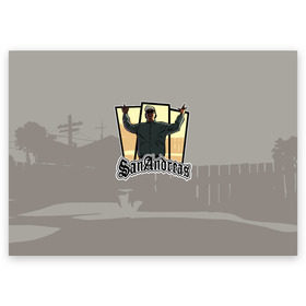 Поздравительная открытка с принтом GTA SA - Райдер v2 в Петрозаводске, 100% бумага | плотность бумаги 280 г/м2, матовая, на обратной стороне линовка и место для марки
 | Тематика изображения на принте: carl johnson | grand theft auto | gta | los santos | sa | san andreas | гта