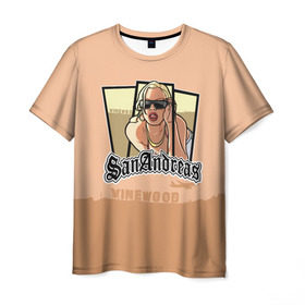 Мужская футболка 3D с принтом GTA SA - Betina в Петрозаводске, 100% полиэфир | прямой крой, круглый вырез горловины, длина до линии бедер | carl johnson | grand theft auto | gta | los santos | sa | san andreas | гта