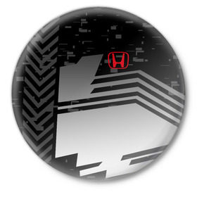 Значок с принтом HONDA SPORT в Петрозаводске,  металл | круглая форма, металлическая застежка в виде булавки | марка | машины | хонда