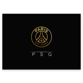 Поздравительная открытка с принтом PSG Gold в Петрозаводске, 100% бумага | плотность бумаги 280 г/м2, матовая, на обратной стороне линовка и место для марки
 | Тематика изображения на принте: champions | france | germain | gold | league | neymar | paris | psg | saint | лига | псж | франция | чемпионов