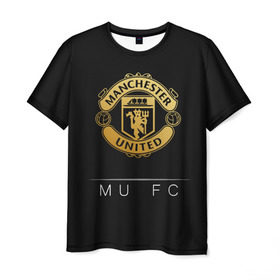Мужская футболка 3D с принтом MU Gold в Петрозаводске, 100% полиэфир | прямой крой, круглый вырез горловины, длина до линии бедер | champions | england | league | manchester | united | лига | манчестер | чемпионов | юнайтед