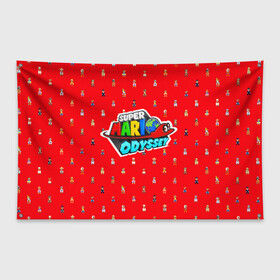 Флаг-баннер с принтом Super Mario Odyssey в Петрозаводске, 100% полиэстер | размер 67 х 109 см, плотность ткани — 95 г/м2; по краям флага есть четыре люверса для крепления | nintendo | марио | нинтендо