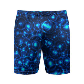 Мужские шорты 3D спортивные с принтом Пузырчатый абстракт в Петрозаводске,  |  | абстракт | огоньки | пузыри | синий