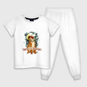 Детская пижама хлопок с принтом What in Tarnation? в Петрозаводске, 100% хлопок |  брюки и футболка прямого кроя, без карманов, на брюках мягкая резинка на поясе и по низу штанин
 | dog | doge | meme | memes | мем | мемы | собака | собакен | шиба ину