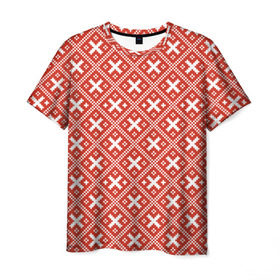 Мужская футболка 3D с принтом узоры в Петрозаводске, 100% полиэфир | прямой крой, круглый вырез горловины, длина до линии бедер | вышивка | оберег | обережная | орнамент | россия | русь | славянский | узор