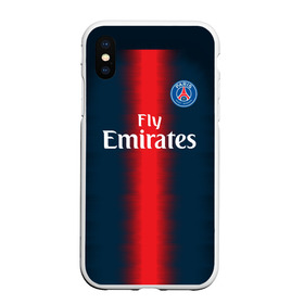 Чехол для iPhone XS Max матовый с принтом PSG Форма Новая Home 18 19 в Петрозаводске, Силикон | Область печати: задняя сторона чехла, без боковых панелей | 2019 | brazil | fcb | paris saint germain | psg | бразилия | новая | псж | форма | футбольная