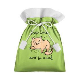 Подарочный 3D мешок с принтом Keep Calm and be a cat в Петрозаводске, 100% полиэстер | Размер: 29*39 см | Тематика изображения на принте: cat | keep calm | домашние любимцы | животные | котики | котэ | котята | любовь | милые