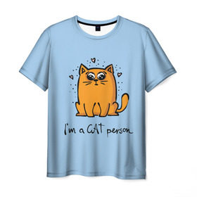 Мужская футболка 3D с принтом I am a Cat Person в Петрозаводске, 100% полиэфир | прямой крой, круглый вырез горловины, длина до линии бедер | cat | домашние любимцы | животные | котики | котэ | котята | любовь | милые