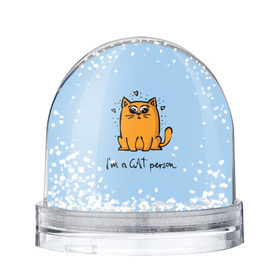 Водяной шар с принтом I am a Cat Person в Петрозаводске, Пластик | Изображение внутри шара печатается на глянцевой фотобумаге с двух сторон | Тематика изображения на принте: cat | домашние любимцы | животные | котики | котэ | котята | любовь | милые
