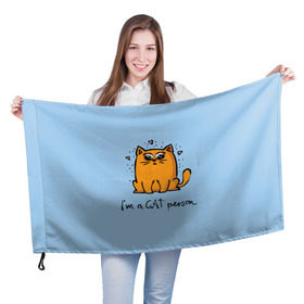 Флаг 3D с принтом I am a Cat Person в Петрозаводске, 100% полиэстер | плотность ткани — 95 г/м2, размер — 67 х 109 см. Принт наносится с одной стороны | cat | домашние любимцы | животные | котики | котэ | котята | любовь | милые