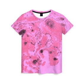 Женская футболка 3D с принтом Pink marble в Петрозаводске, 100% полиэфир ( синтетическое хлопкоподобное полотно) | прямой крой, круглый вырез горловины, длина до линии бедер | 