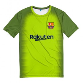 Мужская футболка 3D с принтом Барселона Форма Гостевая 18/19 в Петрозаводске, 100% полиэфир | прямой крой, круглый вырез горловины, длина до линии бедер | barca | barcelona | barsa | барса | барселона
