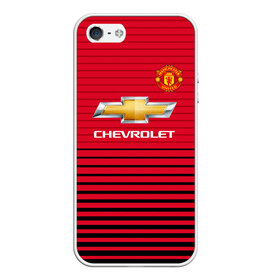 Чехол для iPhone 5/5S матовый с принтом Man United Форма Home 18 19 в Петрозаводске, Силикон | Область печати: задняя сторона чехла, без боковых панелей | mu | манчестер юнайтед | мю | форма