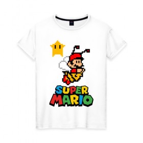 Женская футболка хлопок с принтом Bee Mario в Петрозаводске, 100% хлопок | прямой крой, круглый вырез горловины, длина до линии бедер, слегка спущенное плечо | nintendo | марио | нинтендо
