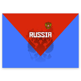 Поздравительная открытка с принтом Russia в Петрозаводске, 100% бумага | плотность бумаги 280 г/м2, матовая, на обратной стороне линовка и место для марки
 | Тематика изображения на принте: federation | russia | russian | герб | двуглавый | двухглавый | медведь | олимпиада | орел | патриот | россии | российская | россия | рф | спорт | три колор | федерация | флаг | форма | я русский