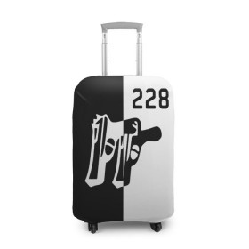 Чехол для чемодана 3D с принтом 228 в Петрозаводске, 86% полиэфир, 14% спандекс | двустороннее нанесение принта, прорези для ручек и колес | 228 | rap | зачитал | пистолет | пушка | реп | репер | рэп | рэпер | статья | ствол
