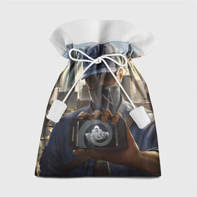 Подарочный 3D мешок с принтом Watch Dogs в Петрозаводске, 100% полиэстер | Размер: 29*39 см | Тематика изображения на принте: 3d | aiden | pearce | графика | девушки | игры | кепка | мужчины | пистолеты