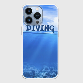 Чехол для iPhone 13 Pro с принтом Дайвинг в Петрозаводске,  |  | coral reef | diver | diving | underwater | вода | водолаз | волна | дайвер | коралловые рифы | море | ныряние | океан | подводный мир