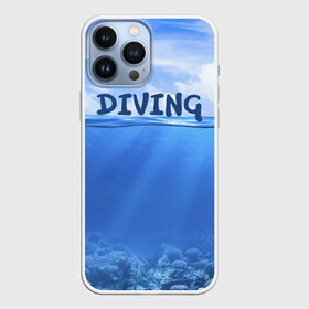 Чехол для iPhone 13 Pro Max с принтом Дайвинг в Петрозаводске,  |  | coral reef | diver | diving | underwater | вода | водолаз | волна | дайвер | коралловые рифы | море | ныряние | океан | подводный мир