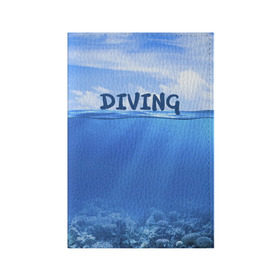 Обложка для паспорта матовая кожа с принтом Дайвинг в Петрозаводске, натуральная матовая кожа | размер 19,3 х 13,7 см; прозрачные пластиковые крепления | coral reef | diver | diving | underwater | вода | водолаз | волна | дайвер | коралловые рифы | море | ныряние | океан | подводный мир