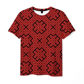 Мужская футболка 3D с принтом Обережная Вышивка в Петрозаводске, 100% полиэфир | прямой крой, круглый вырез горловины, длина до линии бедер | 