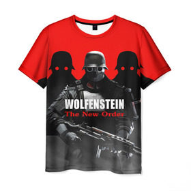 Мужская футболка 3D с принтом Wolfenstein: The New Order в Петрозаводске, 100% полиэфир | прямой крой, круглый вырез горловины, длина до линии бедер | game | вильгельм череп штрассе | вольфенштайн: новый порядок | игра | игрок | молот евы | оружие | уильям бласковиц | шутер