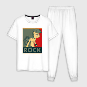 Мужская пижама хлопок с принтом Rock в Петрозаводске, 100% хлопок | брюки и футболка прямого кроя, без карманов, на брюках мягкая резинка на поясе и по низу штанин
 | my little pony | rock | дружба | мой маленький пони | рок