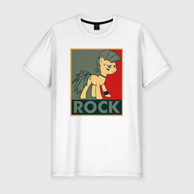 Мужская футболка премиум с принтом Rock в Петрозаводске, 92% хлопок, 8% лайкра | приталенный силуэт, круглый вырез ворота, длина до линии бедра, короткий рукав | my little pony | rock | дружба | мой маленький пони | рок