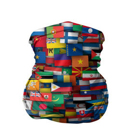 Бандана-труба 3D с принтом Флаги всех стран в Петрозаводске, 100% полиэстер, ткань с особыми свойствами — Activecool | плотность 150‒180 г/м2; хорошо тянется, но сохраняет форму | интернационал | мир | паттерн | флаг