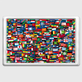 Магнит 45*70 с принтом Флаги всех стран в Петрозаводске, Пластик | Размер: 78*52 мм; Размер печати: 70*45 | интернационал | мир | паттерн | флаг