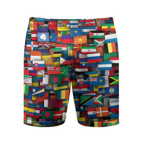 Мужские шорты 3D спортивные с принтом Флаги всех стран в Петрозаводске,  |  | интернационал | мир | паттерн | флаг