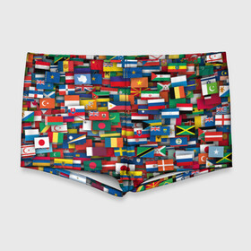 Мужские купальные плавки 3D с принтом Флаги всех стран в Петрозаводске, Полиэстер 85%, Спандекс 15% |  | интернационал | мир | паттерн | флаг