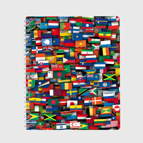 Тетрадь с принтом Флаги всех стран в Петрозаводске, 100% бумага | 48 листов, плотность листов — 60 г/м2, плотность картонной обложки — 250 г/м2. Листы скреплены сбоку удобной пружинной спиралью. Уголки страниц и обложки скругленные. Цвет линий — светло-серый
 | Тематика изображения на принте: интернационал | мир | паттерн | флаг