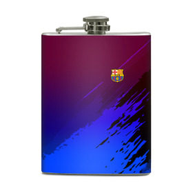 Фляга с принтом FC Barcelona SPORT в Петрозаводске, металлический корпус | емкость 0,22 л, размер 125 х 94 мм. Виниловая наклейка запечатывается полностью | football | soccer | разноцветный