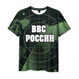 Мужская футболка 3D с принтом ВВС России в Петрозаводске, 100% полиэфир | прямой крой, круглый вырез горловины, длина до линии бедер | 