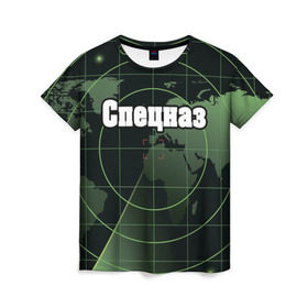 Женская футболка 3D с принтом Спецназ в Петрозаводске, 100% полиэфир ( синтетическое хлопкоподобное полотно) | прямой крой, круглый вырез горловины, длина до линии бедер | военные | радар | силовые | структуры