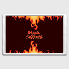 Магнит 45*70 с принтом Black Sabbath в Петрозаводске, Пластик | Размер: 78*52 мм; Размер печати: 70*45 | rock | группы | дым | металл | музыка | огонь | пламя | рок | рокер | тяжелый