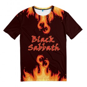 Мужская футболка 3D с принтом Black Sabbath в Петрозаводске, 100% полиэфир | прямой крой, круглый вырез горловины, длина до линии бедер | rock | группы | дым | металл | музыка | огонь | пламя | рок | рокер | тяжелый