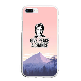 Чехол для iPhone 7Plus/8 Plus матовый с принтом Give Peace a Chance в Петрозаводске, Силикон | Область печати: задняя сторона чехла, без боковых панелей | битлз | горы | джон леннон | ленон | мир | песня | цитаты | шанс