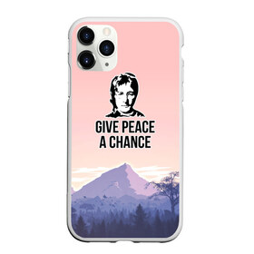 Чехол для iPhone 11 Pro матовый с принтом Give Peace a Chance в Петрозаводске, Силикон |  | Тематика изображения на принте: битлз | горы | джон леннон | ленон | мир | песня | цитаты | шанс