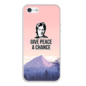 Чехол для iPhone 5/5S матовый с принтом Give Peace a Chance в Петрозаводске, Силикон | Область печати: задняя сторона чехла, без боковых панелей | битлз | горы | джон леннон | ленон | мир | песня | цитаты | шанс