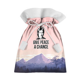 Подарочный 3D мешок с принтом Give Peace a Chance в Петрозаводске, 100% полиэстер | Размер: 29*39 см | битлз | горы | джон леннон | ленон | мир | песня | цитаты | шанс