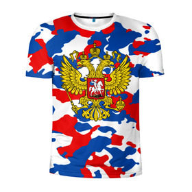 Мужская футболка 3D спортивная с принтом Russia Camouflage в Петрозаводске, 100% полиэстер с улучшенными характеристиками | приталенный силуэт, круглая горловина, широкие плечи, сужается к линии бедра | Тематика изображения на принте: 