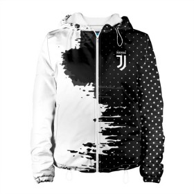 Женская куртка 3D с принтом Juventus uniform black 2018 в Петрозаводске, ткань верха — 100% полиэстер, подклад — флис | прямой крой, подол и капюшон оформлены резинкой с фиксаторами, два кармана без застежек по бокам, один большой потайной карман на груди. Карман на груди застегивается на липучку | Тематика изображения на принте: football | soccer | ювентус