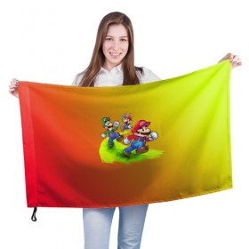 Флаг 3D с принтом Super Mario в Петрозаводске, 100% полиэстер | плотность ткани — 95 г/м2, размер — 67 х 109 см. Принт наносится с одной стороны | nintendo | марио | нинтендо
