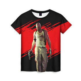 Женская футболка 3D с принтом Max Payne в Петрозаводске, 100% полиэфир ( синтетическое хлопкоподобное полотно) | прямой крой, круглый вырез горловины, длина до линии бедер | game | gta | max | payne | rockstar | игра | макс | пэйн