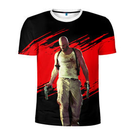 Мужская футболка 3D спортивная с принтом Max Payne в Петрозаводске, 100% полиэстер с улучшенными характеристиками | приталенный силуэт, круглая горловина, широкие плечи, сужается к линии бедра | game | gta | max | payne | rockstar | игра | макс | пэйн