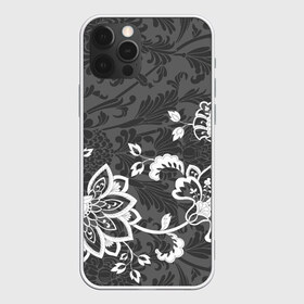 Чехол для iPhone 12 Pro Max с принтом Кружевной узор в Петрозаводске, Силикон |  | flowers | pattern | арт | винтаж | кружева | орнамент | текстура | узор | цветы | черно белый