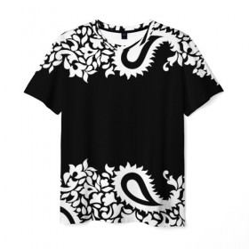 Мужская футболка 3D с принтом Black&white Ornament в Петрозаводске, 100% полиэфир | прямой крой, круглый вырез горловины, длина до линии бедер | Тематика изображения на принте: 